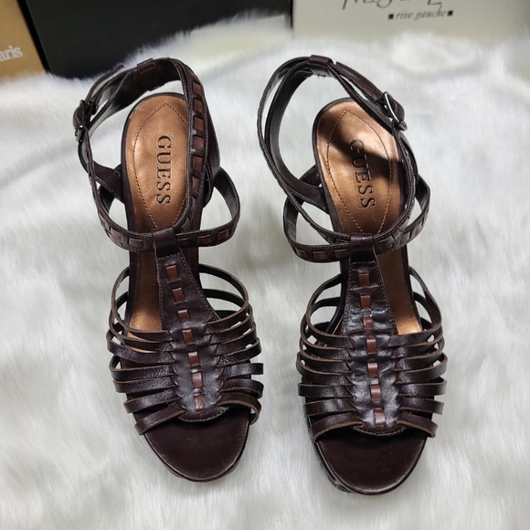 Guess "SHAYLEA"  Platform leather Stiletto Sandals Heels. - Picture 7 of 16